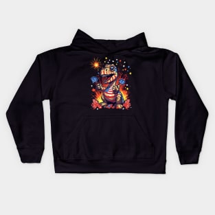 cute dinosaur firework 4th of July Kids Hoodie